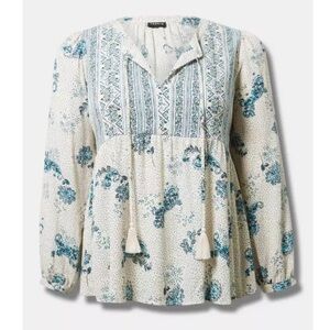 NWT Torrid Top - Cream and Teal - Size 2X